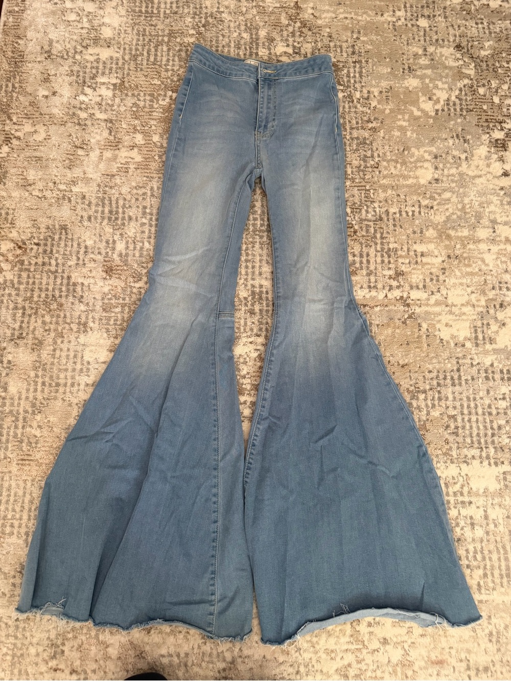 Free People Light Blue High-Rise Wide Leg Flare Jeans
